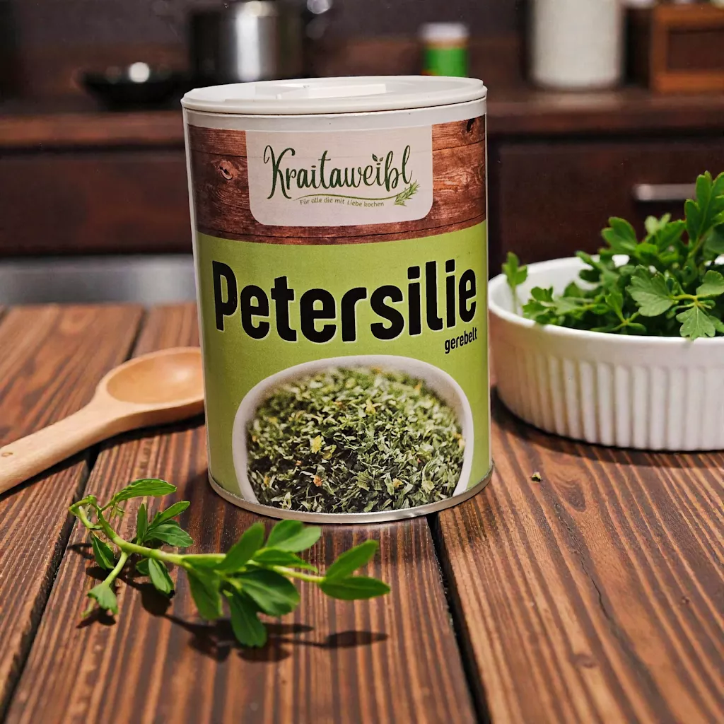 Petersilie getrocknet in einer Streudose Petersilie getrocknet in einer Streudose